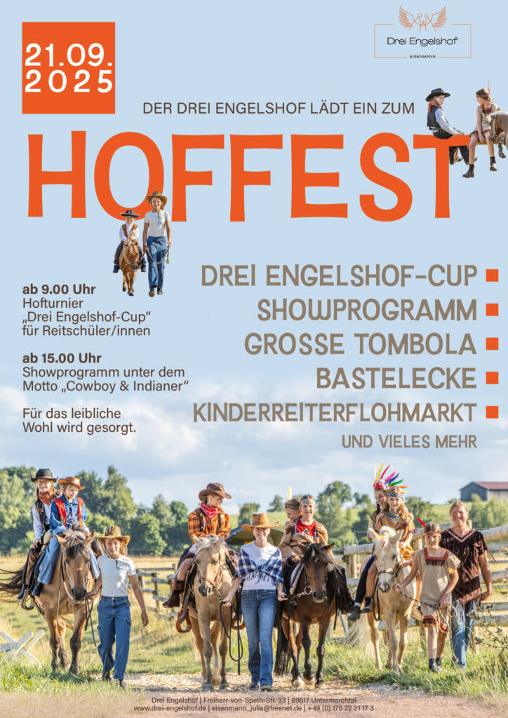 Plakat Einladung zum Hoffest 2025 auf dem Drei ENgelshof